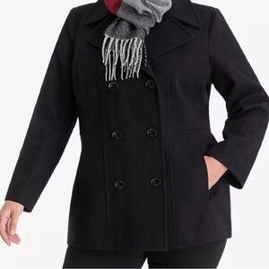 London Fog Women's Classic Black Pea Coat